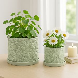 BOWENHAVEN SET OF 2 GREEN PLANTER 7 (IN) 11
