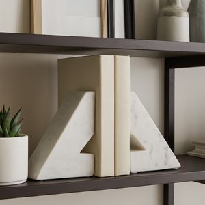 HUTTONLAKE SET OF 2 WHITE BOOKENDS 6 (IN) 11