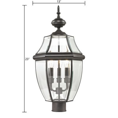 Ashford 23'' High 3-Light Outdoor Post Light - Oil Rubbed Bronze