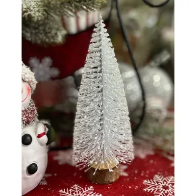 White Bottle Brush Tree 6in