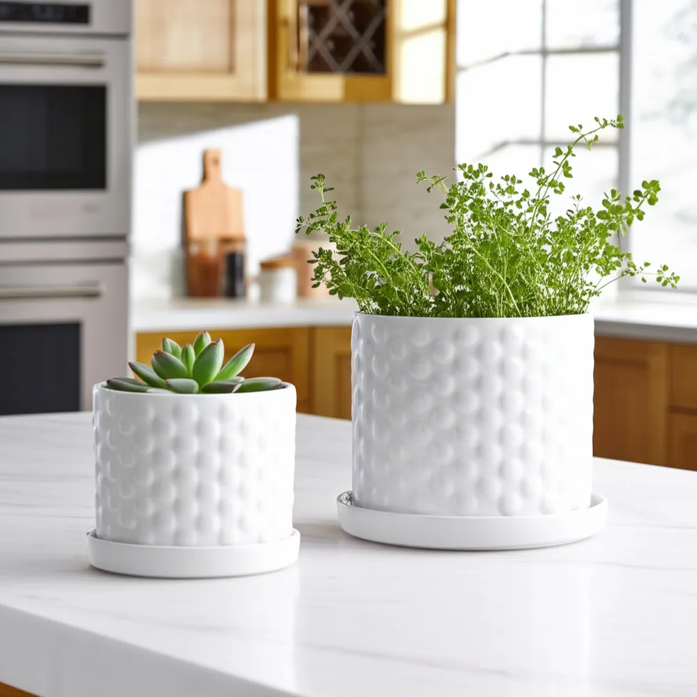 DECKERFORD SET OF 2 WHITE PLANTER 10 (IN)