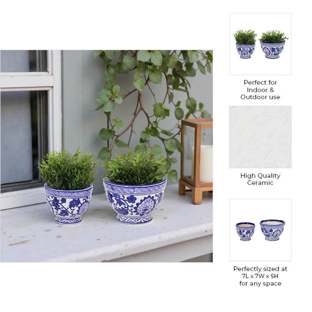 ROYBROOK SET OF 2 BLUE PLANTER 5 (IN)