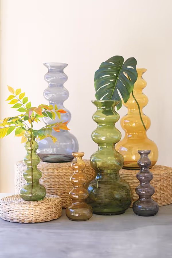 Small Glass Bubble Vase / Green