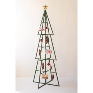 Green Painted Metal Christmas Tree Ornament Display 4