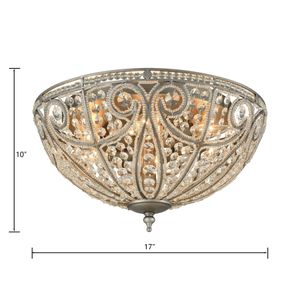 Elizabethan 17'' Wide 6-Light Flush Mount - Weathered Zinc 2