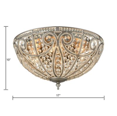 Elizabethan 17'' Wide 6-Light Flush Mount - Weathered Zinc