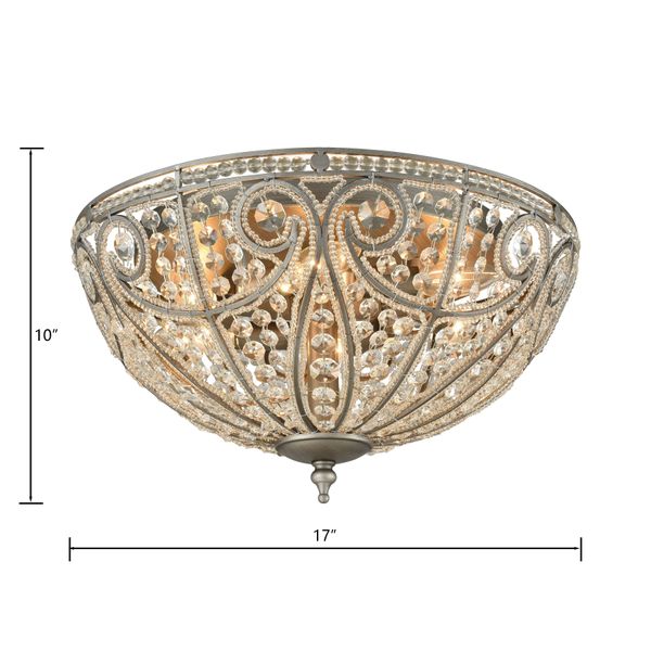 Elizabethan 17'' Wide 6-Light Flush Mount - Weathered Zinc