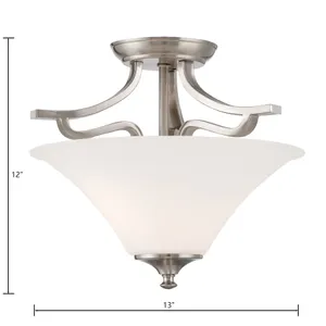 Treme 13'' Wide 2-Light Semi Flush Mount - Brushed Nickel 2
