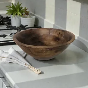 Dark Wooden Bowl 12x12x4in 1