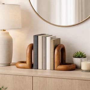 TRUEPORT SET OF 2 BROWN BOOKENDS 8 (IN) 2