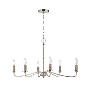 Abaca 32'' Wide 6-Light Chandelier - Polished Nickel 2