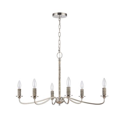 Abaca 32'' Wide 6-Light Chandelier - Polished Nickel