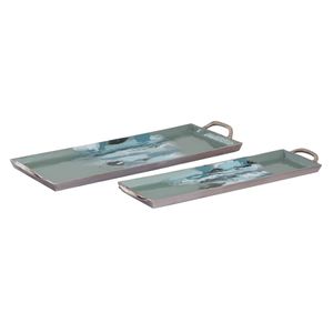 Spindrift Tray - Set of 2 Seafoam Green Enamel 1