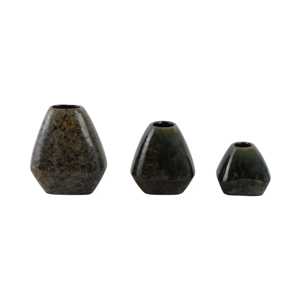 DENNINGHAM SET OF 3 BROWN VASES 8 (IN)