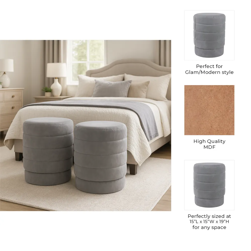 PENNFIELD GRAY OTTOMAN 19 (IN)