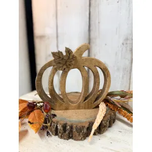 Carved Whitewashed Pumpkin 7x8in 1