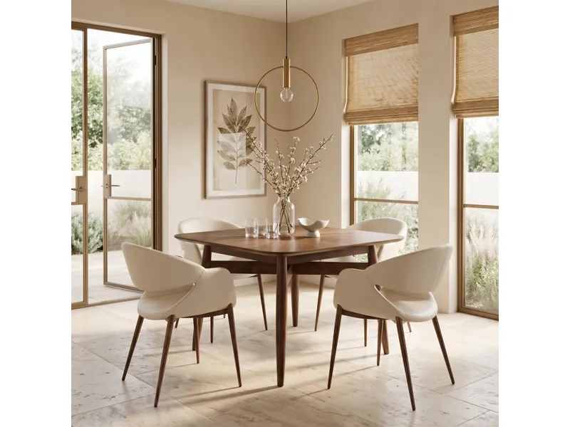 Limay Dining Chair Beige & Walnut 12