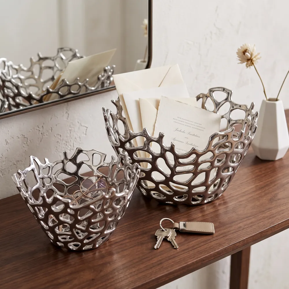 RAYMONDOAK SET OF 2 SILVER BOWLS 8 (IN)