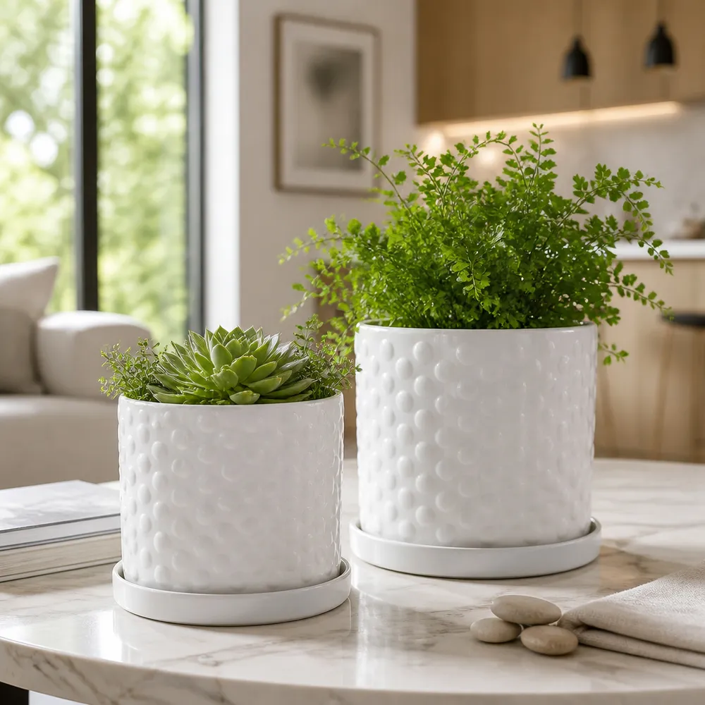 DECKERFORD SET OF 2 WHITE PLANTER 10 (IN)