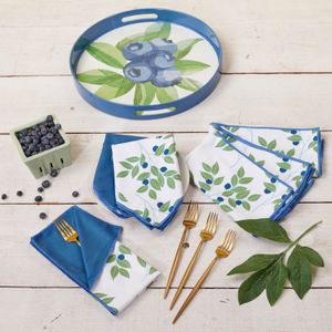Blueberry Bunch Round Lacquer Serving Tray 3