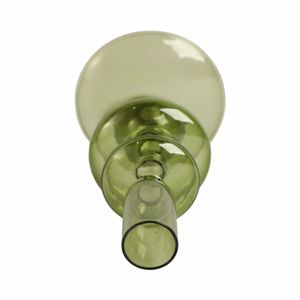 7" VINTAGE GLASS TAPER CANDLE HOLDER, OLIVE 5