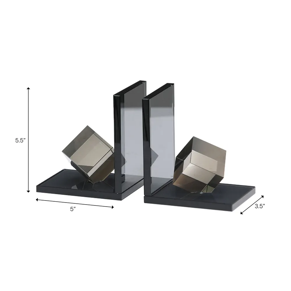 HALSEYGROVE SET OF 2 BLACK BOOKENDS 7 (IN)