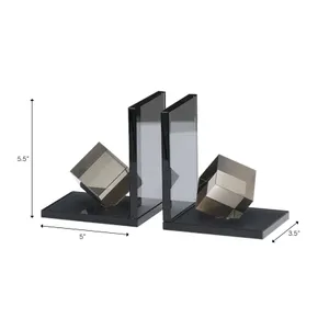 HALSEYGROVE SET OF 2 BLACK BOOKENDS 7 (IN) 4