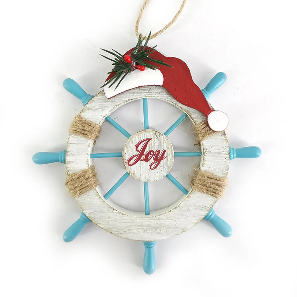 5" WOODEN SHIP WHEEL ORNAMENT
