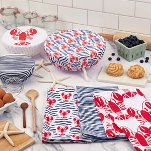 Lobster Waves Cotton Kitchen Towels (Set of 3) 4