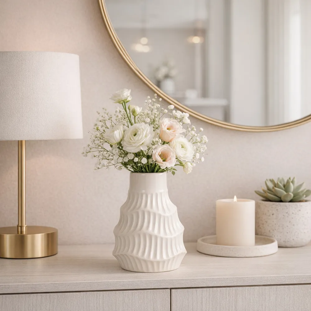WELDONBEACH WHITE VASE 8 (IN)