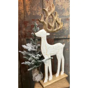 Gold Crackled Wooden Reindeer 31x14in 1
