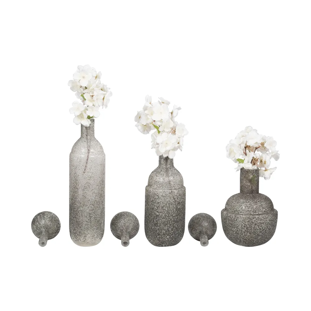 BURTONBURN SET OF 3 GRAY GLASS VASES 18 (IN)