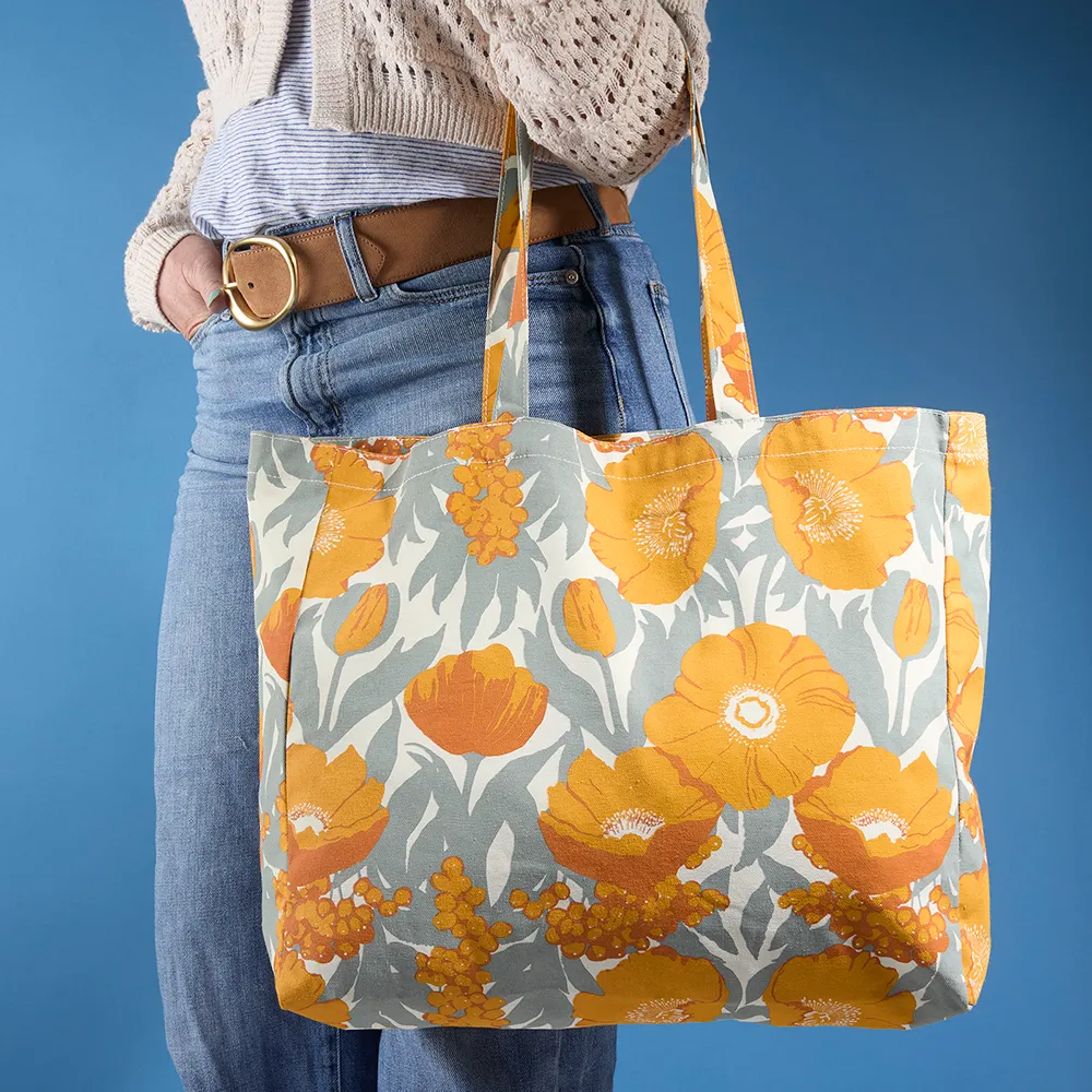 Icelandic Poppies Gold Little Shopper Canvas Tote Bag