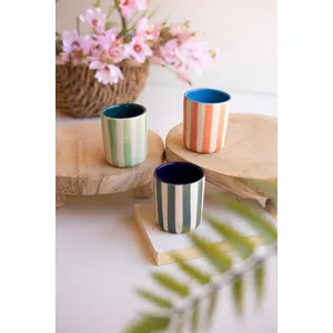 Set of 3 Striped Ceramic Containers 2