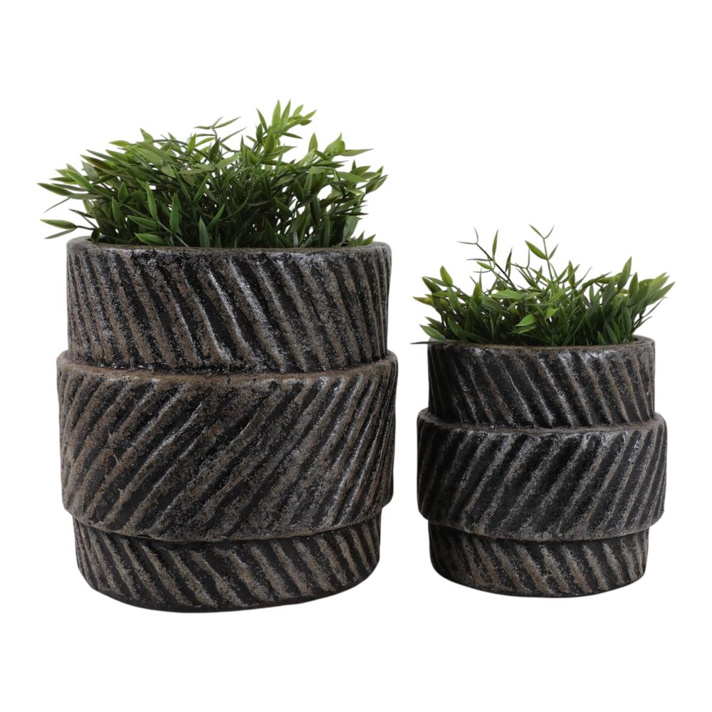 BELLCROSS SET OF 2 BLACK PLANTER 10 (IN)