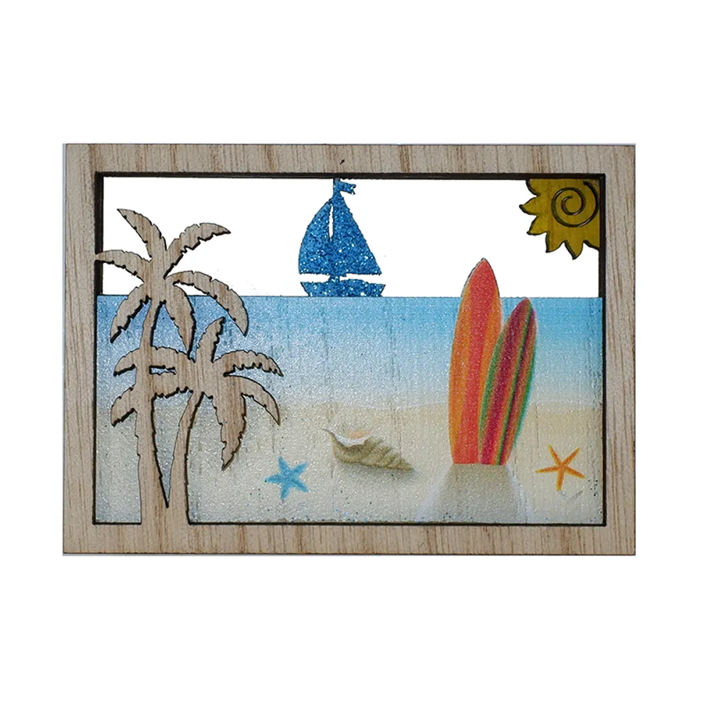 3-1/3" WOOD BEACH SCENE MAGNET