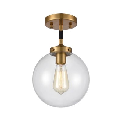 Boudreaux 8'' Wide 1-Light Mini Pendant - Matte Black with Antique Gold