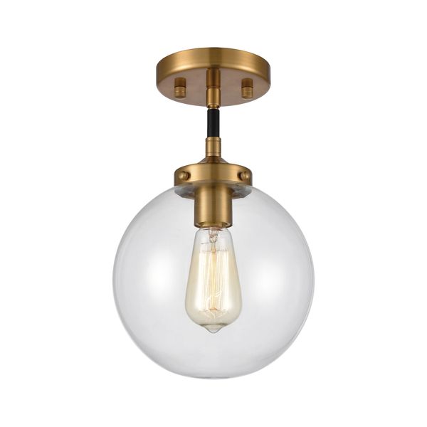 Boudreaux 8'' Wide 1-Light Mini Pendant - Matte Black with Antique Gold