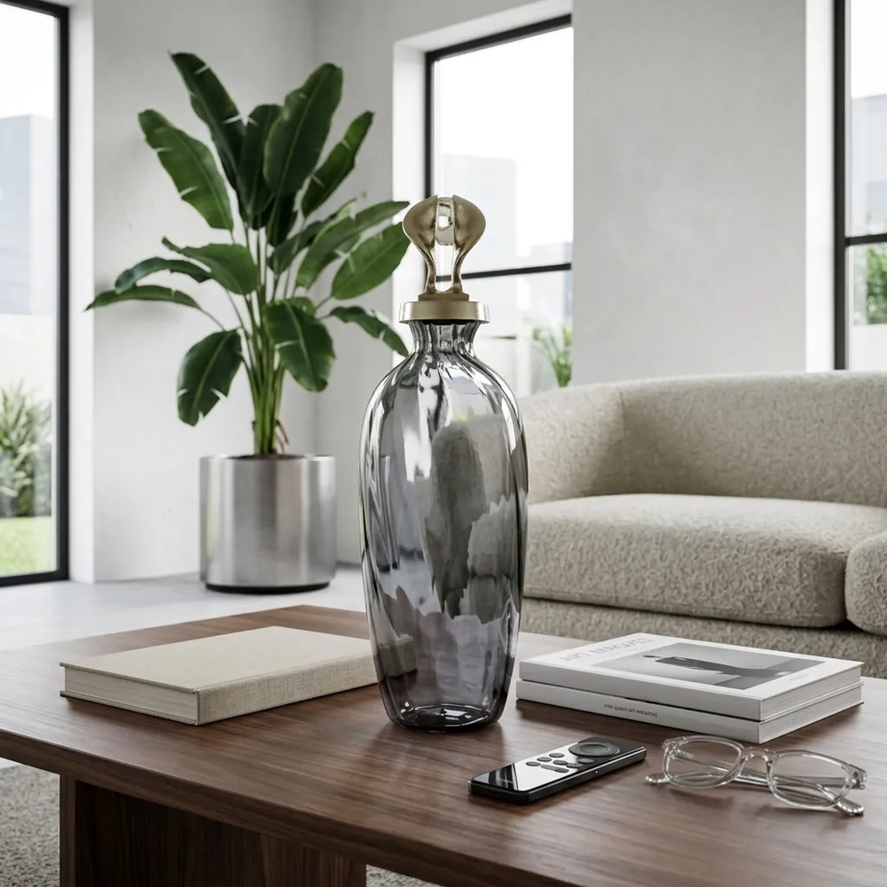 FORDHAMDALE GRAY GLASS VASE 16 (IN)