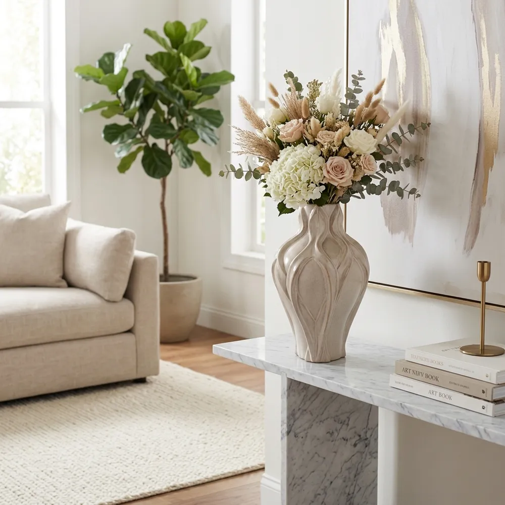 CARLTONOAK IVORY VASE 18 (IN)