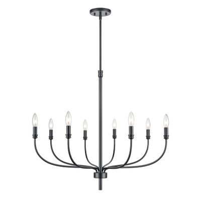 Newland 34″ Wide 8-Light Chandelier - Matte Black