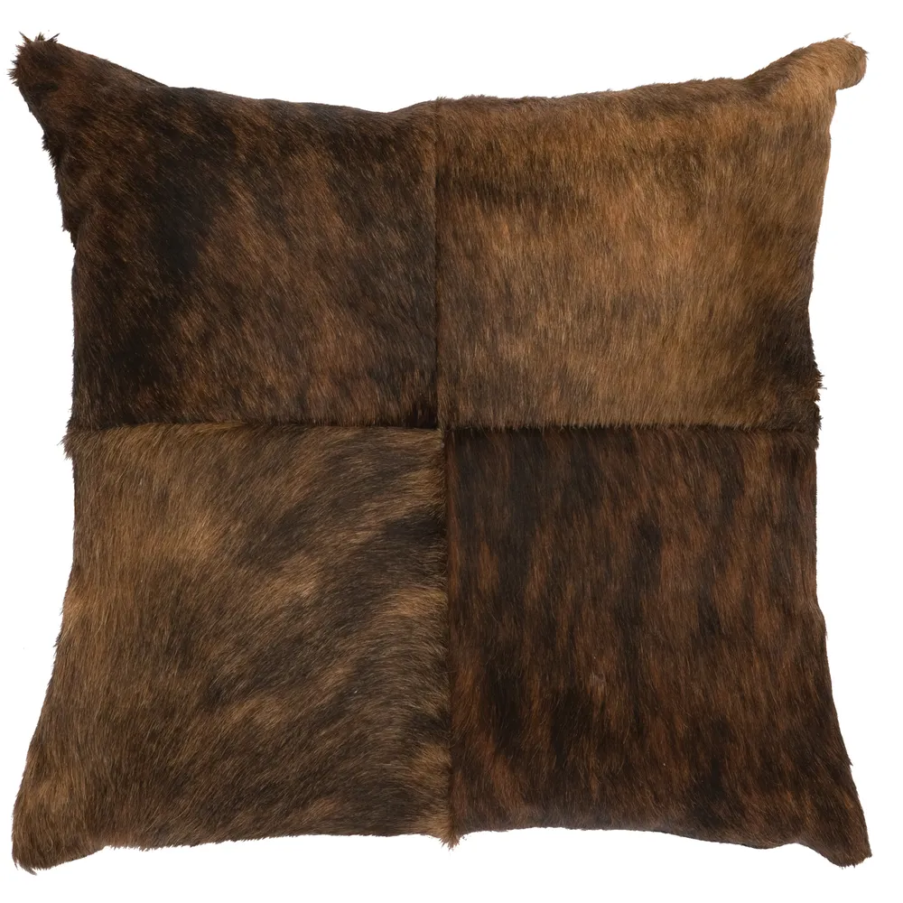 Dark Brindle Leather Pillow - Fabric Back