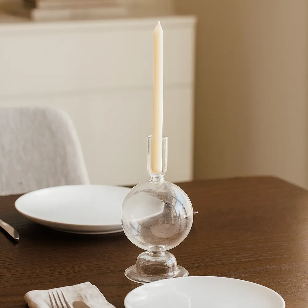 SKYLERCLIFF CLEAR CANDLE HOLDER 7 (IN)