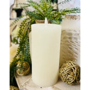 Cream Frosted Moving Flame LED Candle 3x6in 2