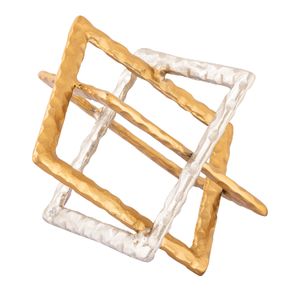 Abstract Interlocking Sculpture - Brass and Nickel 2