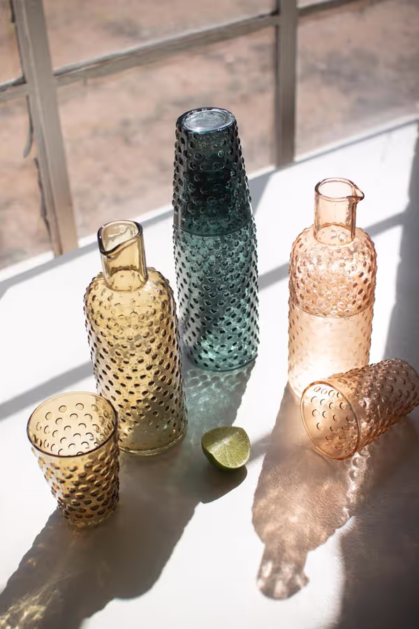 Set of 3 Bubble Glass Carafes with Tumbler