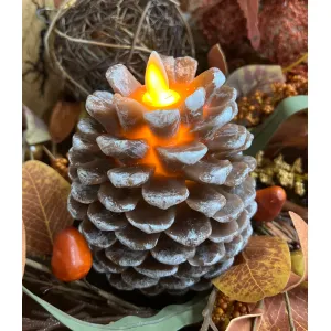 Pine Cone Moving Flame LED Candle 4x4.5in 3