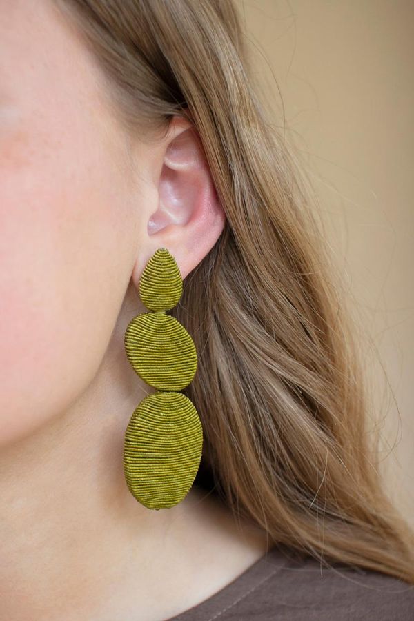 Fabricwrapped Earrings / Chartreuse