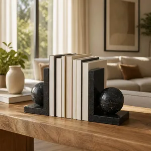 HELTONPORT SET OF 2 BLACK BOOKENDS 6 (IN) 2