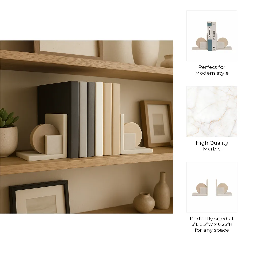 CASEYLAND SET OF 2 WHITE BOOKENDS 6 (IN)